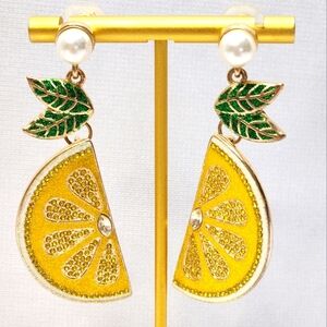 Sugarfix Pearl Stud Lemon Dangle Earrings